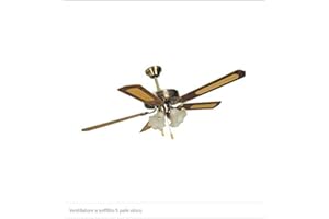 VINCO Ventilatore a soffitto 5 pale 4 luci diametro 132, Marrone