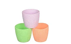 Nayi Umang Colourful Plastic Planters, Multicolored, Strong, Durable,Pack of 3