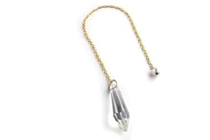 TERRE DIVINATOIRE Pendule Radiesthesie Cristal de Roche Veritable avec Chaîne - Pendule Divinatoire Voyance Esoterisme - Avec notice explicative incluse en français - Fabriqué en Europe