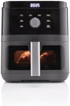 Hisense HAF1800D NUOVA Friggitrice ad Aria 5,7 litri, 4 programmi automatici (Air Fry, Bake, Roast, Reheat), Display LED e Comandi Touch, 1 cestello antiaderente, Interni Metallici, Nero