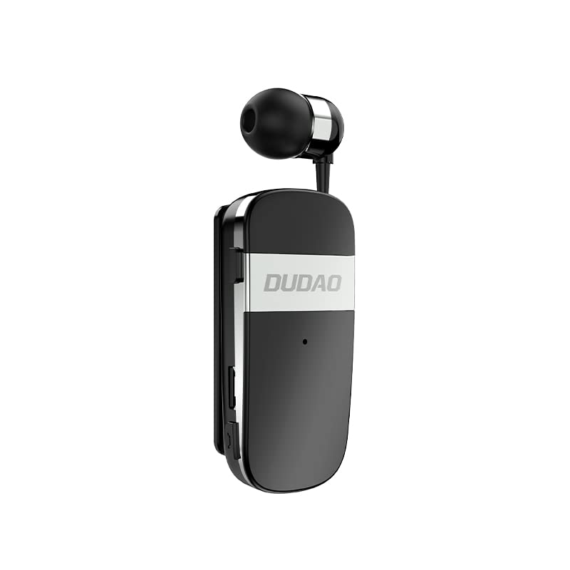 DUDAO GU9 One Click Retractable Bluetooth Earpiece, Collar Clip Single In Ear Earbuds with Microphone Bluetooth V5.0, 200H St