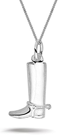 Montebello Sterling Silver 925 Necklace with Pendant Women Riding Boots Horse Riding