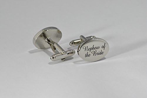 SILVER OVAL mens wedding cufflinks cuff link Groom best man usher page gift CL03 (NEPHEW OF THE BRIDE)