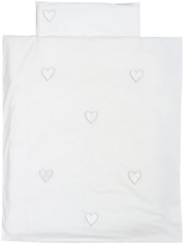 Taftan Hearts Velvet Rayon Pink Duvet Cover Set 100 x 135cm for Cot (White)