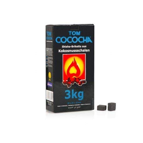 Tom Cococha - Carbón natural de shisha, 3 kg, dados pequeños