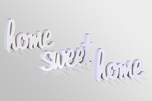 Schriftzug - Home Sweet Home Weiss Deko Wandtattoo 3teilig