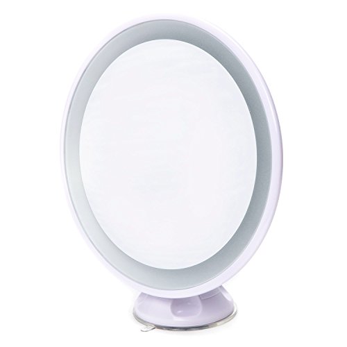 Asvert 5mal Vergrösserungsspiegel mit Led Licht Schönheit Gerät Make-Up-Werkzeug, mit starken Saugnapf, Anti-Fog-Badezimmersauger, drehbare LED-Vergrößerungsspiegel, aufgeladener LED-Speigel
