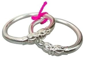 ERKIC Hijet Silver Baby Kada Wrist Bracelet For New Born Babies Use Bracelet for Wrist & Anklet for Leg (0 to 2 Year (46)