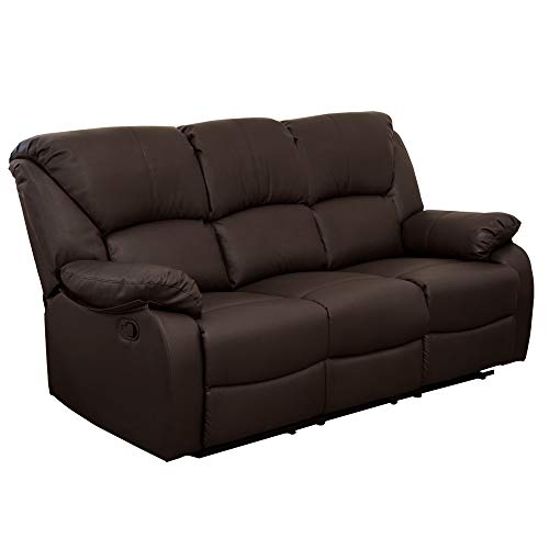 Dimaplast2000 Divano 3 Posti Reclinabile Ecopelle Marrone Recliner