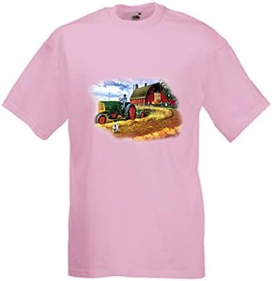 Simply Tees Oliver Twist Tractor Adult's T-Shirt Pink- X-Large (44/46")