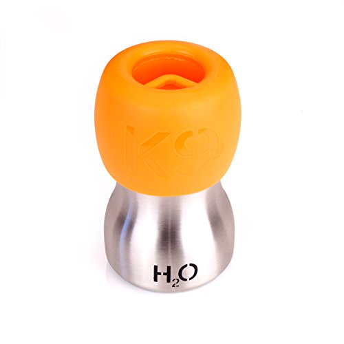 H2O4K9-Stainless-Steel-Dog-Water-Bottle-and-Travel-Bowl-Small-270-ml-Orange