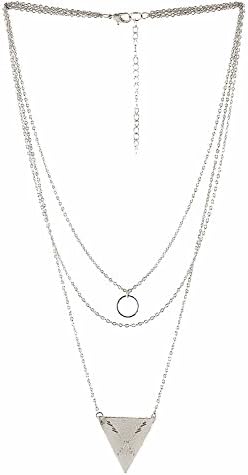 Metal Alloy Layered Silver Statement Necklace