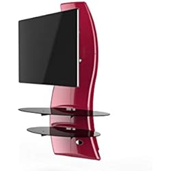 Meliconi Ghost Design 2000 DR Meuble Mural Orientable avec Bras de Déport pour Écran Plasma/LCD 32 à 63'' - Rouge Métallisé