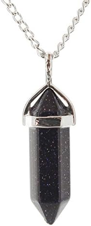 Quartz Crystal Pendant Necklace Blue Sunshine Tone