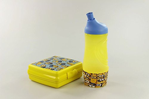 TUPPERWARE Sportfreund klein 415 ml gelb blau Minions Trinkflasche+Sandwich-Box - 3