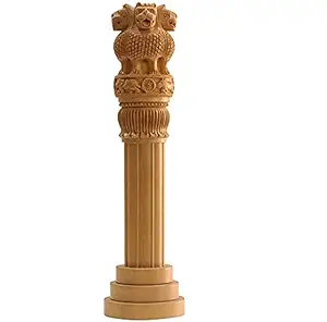 Craft Radhika Wooden 12 inch Ashoka Pillar Stambh for office/study table decoration I National Emblem for desk organizer