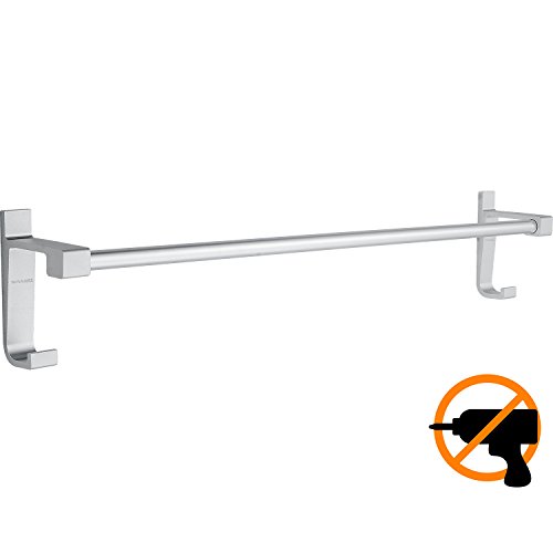 Wangel Handtuchstange Handtuchhalter ohne Bohren 60cm, Patentierter Kleber + Selbstklebender 3M-Kleber, Aluminium, Matte Finish
