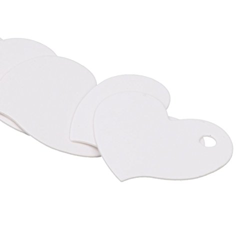 LUOEM 100pcs Kraft Papieretiketten Hängen Tags Liebesherz DIY leere Blätter Dankeschön-Karte weiß - 2