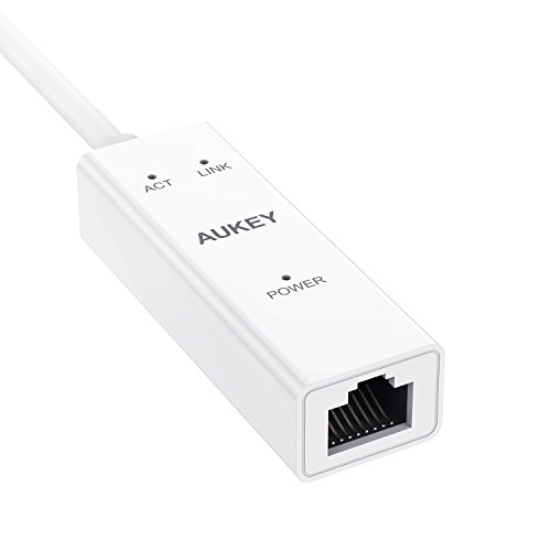 AUKEY USB C Adapter zu Gigabit Ethernet 1000 Mbps Type-C zu RJ45 Adapter mit 3 Anzeigen für Macbook Pro 2016 / Google ChromeBook Pixel und andere Type C Geräte, Weiß - 3