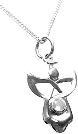 Sterling Silver Celtic Guardian Birthstone Angel Necklace - April - Branded Gift Box