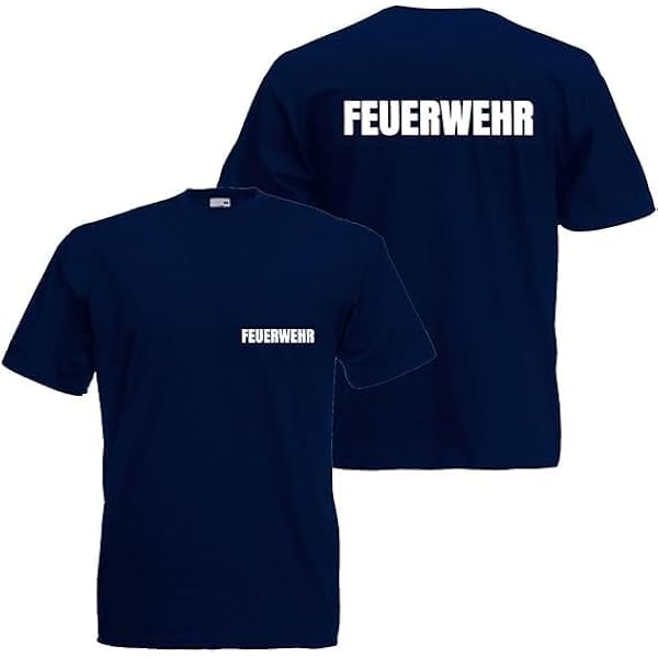 Feuerwehr Herren T-Shirt KF12DE – Kurzarm, 100% Baumwolle, Mit Reflektierendem Druck
