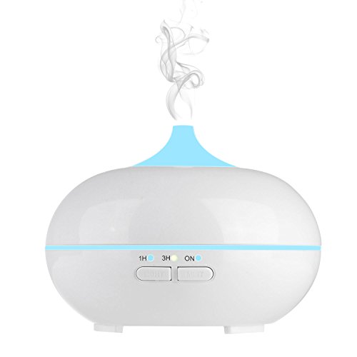 Aroma Diffuser, MaxTronic 150ML ätherisches Öl Diffusor Mini Elektro Ultraschall Luftbefeuchter mit kühlem Nebel Aromatherapie mit 7 farbenwechselnde LED Licht, automatisch Zeitgeber, Wasserlos automatische Abschaltung und Flüsterleise Luftreiniger, Weiß