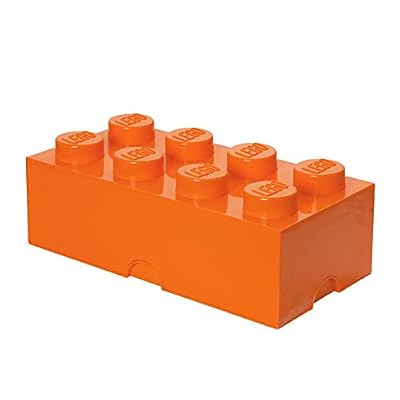 LEGO Brique de rangement LEGO 8 plots, Boîte de rangement empilable, 12 l, orange
