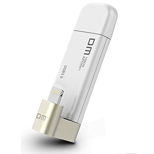 Preisvergleich Produktbild DM apd001 Plus Stick für iPad iPod iPhone USB Flash Drive mit Lightning Adapter Connector externen Memory Stick [Apple MFi Zertifiziert] weiß weiß 128 GB