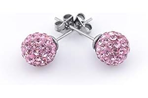 Vault 101 Limited SHAMBALLA Style Czech Crystal Disco Clay Ball Ear Stud Earrings - 8mm (Pair of)