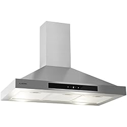 Klarstein Zelda 90 - Hotte aspirante, Extracteur de fumée, Montage mural, Éclairage LED, 210W, Aspiration 650 m³/h, Panneau tactile, Acier inox, Efficacité énergétique B, Minuterie, Argent