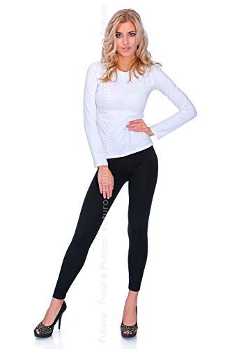 FUTURO FASHION Leggings d'hiver Noir Extra épais pour Femmes avec intérieur en Fourrure Tailles de 18CHL 42 EU