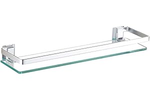 Mgchowue Glas Bad-Regal, Glasablage Wandregal 60 80cm Badezimmer Regal Badablage Ablageregal - mit Reling aus Chrom & 8mm Hartglas Badregal