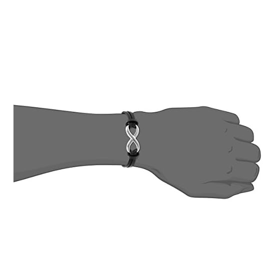 Pulseras de cuero con el símbolo de infinito; 23 cm longitud ajustable, modelo en plata o negro de Cupimatch - Imagen 5