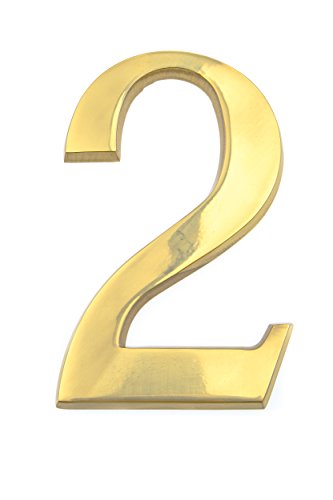 Preisvergleich Produktbild HUBER Hausnummer Nr. 2 Messing glänzend 20 cm, edles dreidimensionales Design