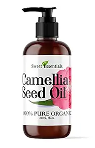 Organic Camellia Seed Oil | Imported From Japan | 8oz Bottle | 100% Pure | 100% Organic | For Hair & Skin Use | By Sweet Essentials