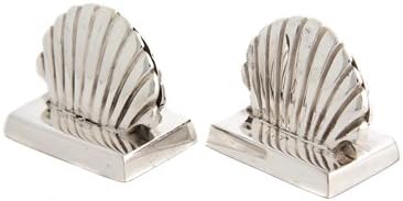 Grehom Place Card Holder (Set of 4) - Sea Shell; Beautiful Gift, Silver finish, Name Tag Holder