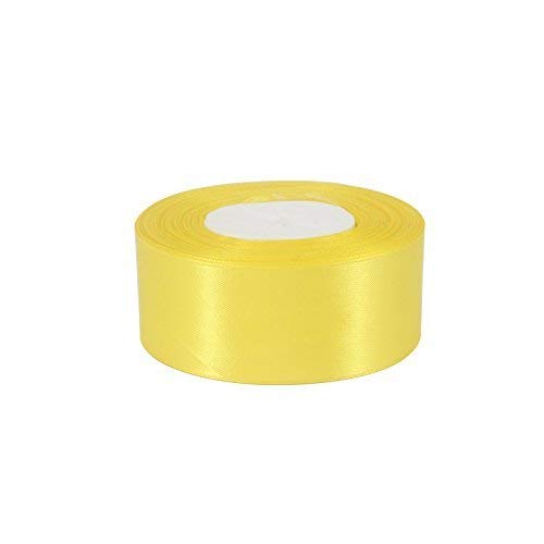 Trimming Shop Yellow Full Roll Ribbon 40mm x 25 Metres - Double Sided Satin Brightly Coloured - 100% Polyester - for Gift Wrapping, Decorating, Arts and Craft - Machine Washable