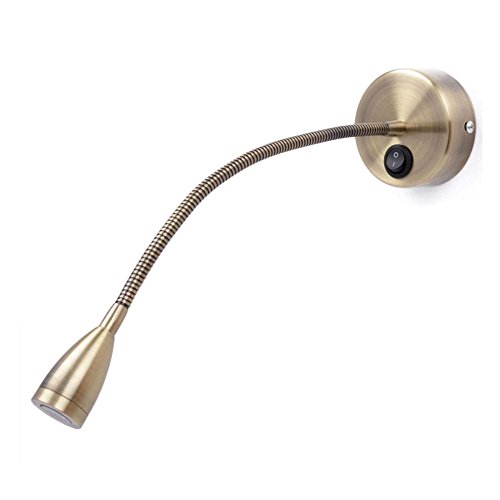 meanyee flexible wandles Leuchten/Noche Lámpara de mesa con interruptor, 1 * 3 W CREE LED, bronce