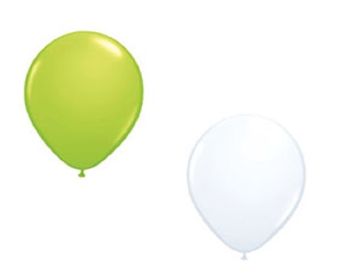 50 Luftballons je 25 x hell grün & weiß Partyballons 27 cm Ø