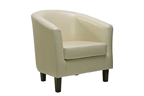 Cream Faux Leather Tub Chair Armchair club Chair for Dining Living Room & Cafe