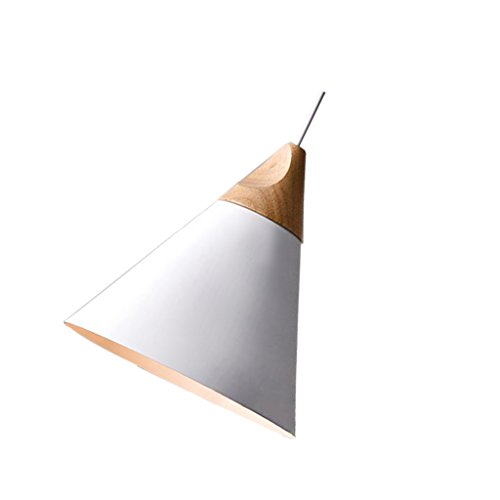 Generic E27 Holz Lampenschirm Anhänger für Hängeleuchte Decke Hängelampe Kronleuchter – Weiß - 7