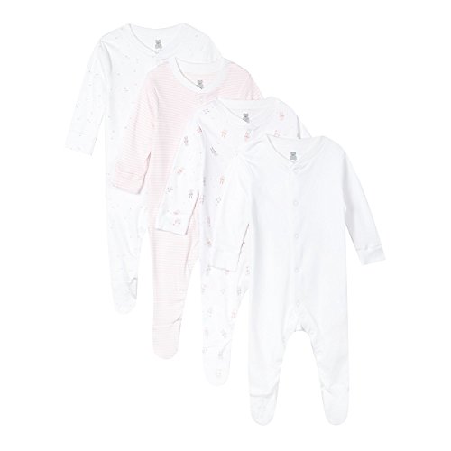 Bluezoo Pack Of Four Babies White Bunny And Heart Printed Sleepsuits 0-3 Months