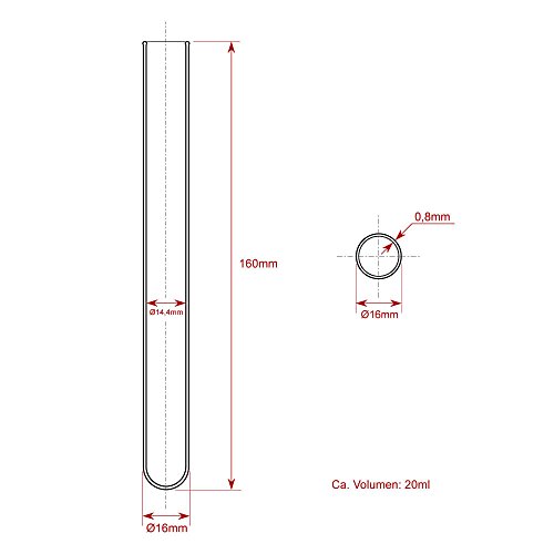 100 x Reagenzgläser aus Laborglas mit Natur-Korken | Starkwandig ✓ (160 x Ø 16mm) - 2