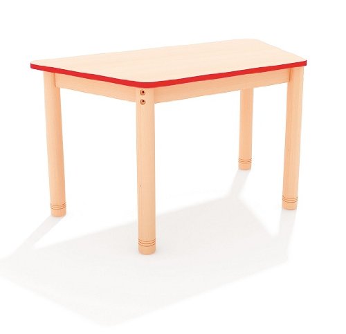 'Table Trapezoid Adjustable Height with Coloured Edge Happy Classic 70 x 110 cm