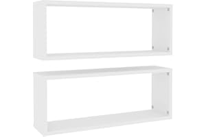 vidaXL 2X Estantes Cubos de Pared Estantería Colgante CD Libros Coleccionables Fotos Premios Decoración Librerías Contrachapada Blanco 60x15x23 cm