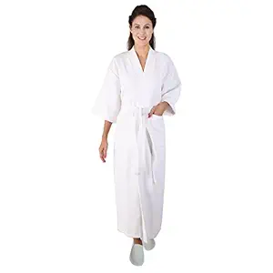 La Casona Terry Woffle Cotton Bathrobe - White