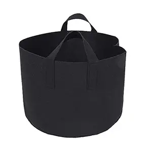Plant Grow Pouch, Round Hanging Plant Grow Bag Multipurpose for Home(Black)