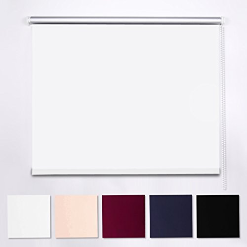 SHINY HOME® Klasischdesign Blickdicht Abdunkeln Verdunkelungsrollo Rollo mit Klemmträgern Lichtundurchlässig für Fenster Tür ohne Bohren 80x175cm (B x H) Weiß