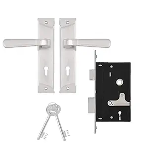 Godrej Locking Solutions and Systems Locks ELC 04 6-Lever Zinc Alloy Door Handle with Lock Body- Silver