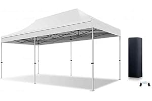 Actiexpress Tente Pliante Barnum Pliant Tonnelle Professionnelle 2x2,3X3,3x4.5,3x6,4x8 Structure en Aluminium 45mm Toit 380g/m² qualité professionelle (Blanc, 3x6)